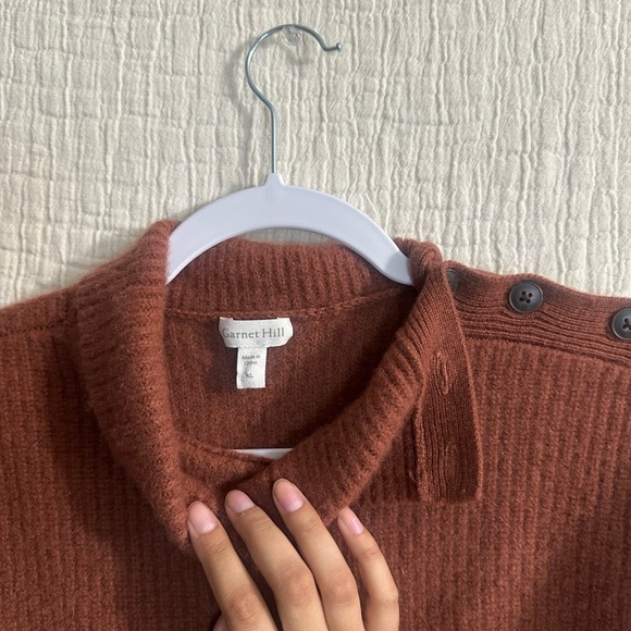 Garnet Hill Recycled-Cashmere Button Turtleneck Sweater Sz XL - Picture 4 of 4